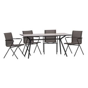 Stapelsessel mit Tisch 'Alpha' anthrazit 5-teilig