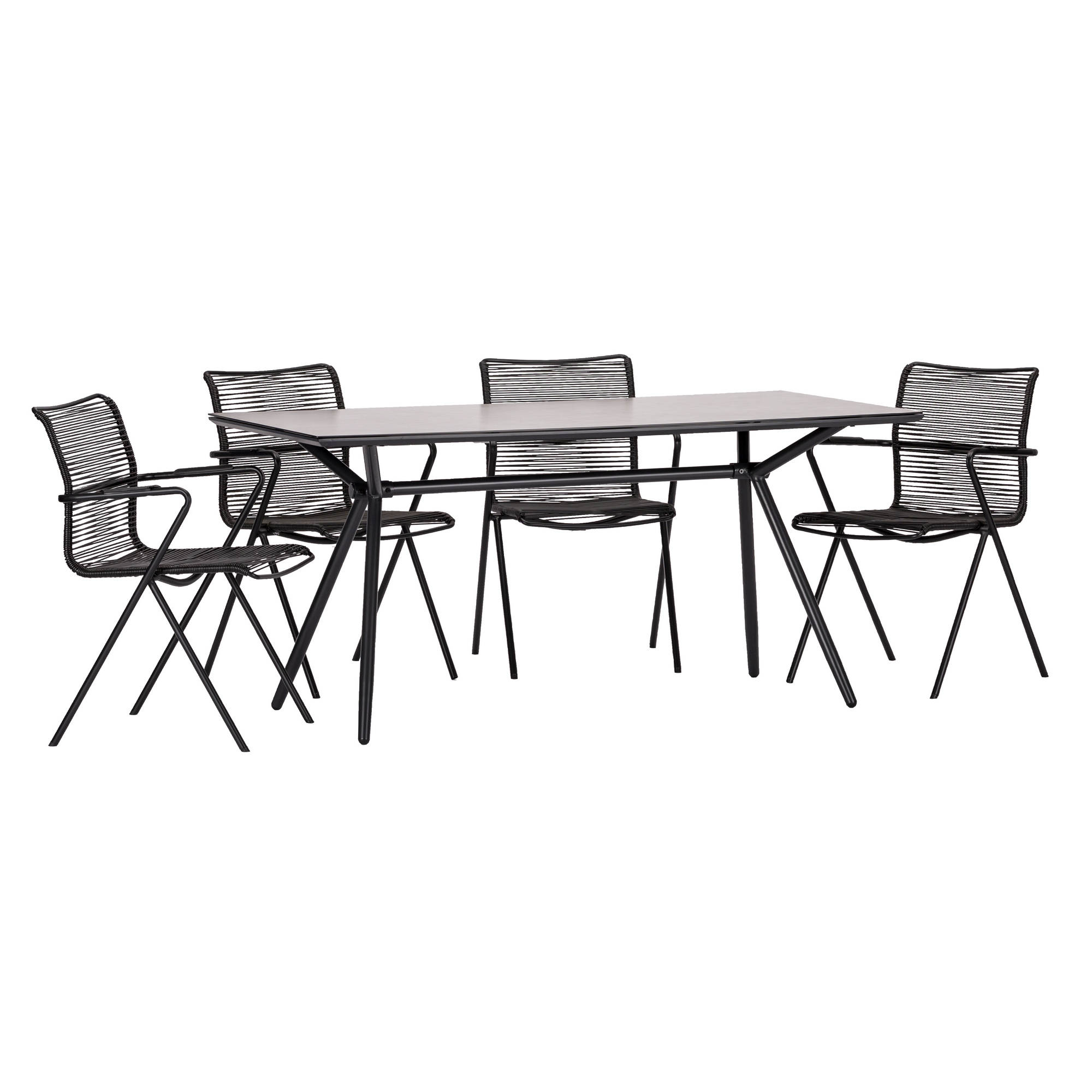 Stapelsessel mit Tisch 'Alpha' anthrazit 5-teilig