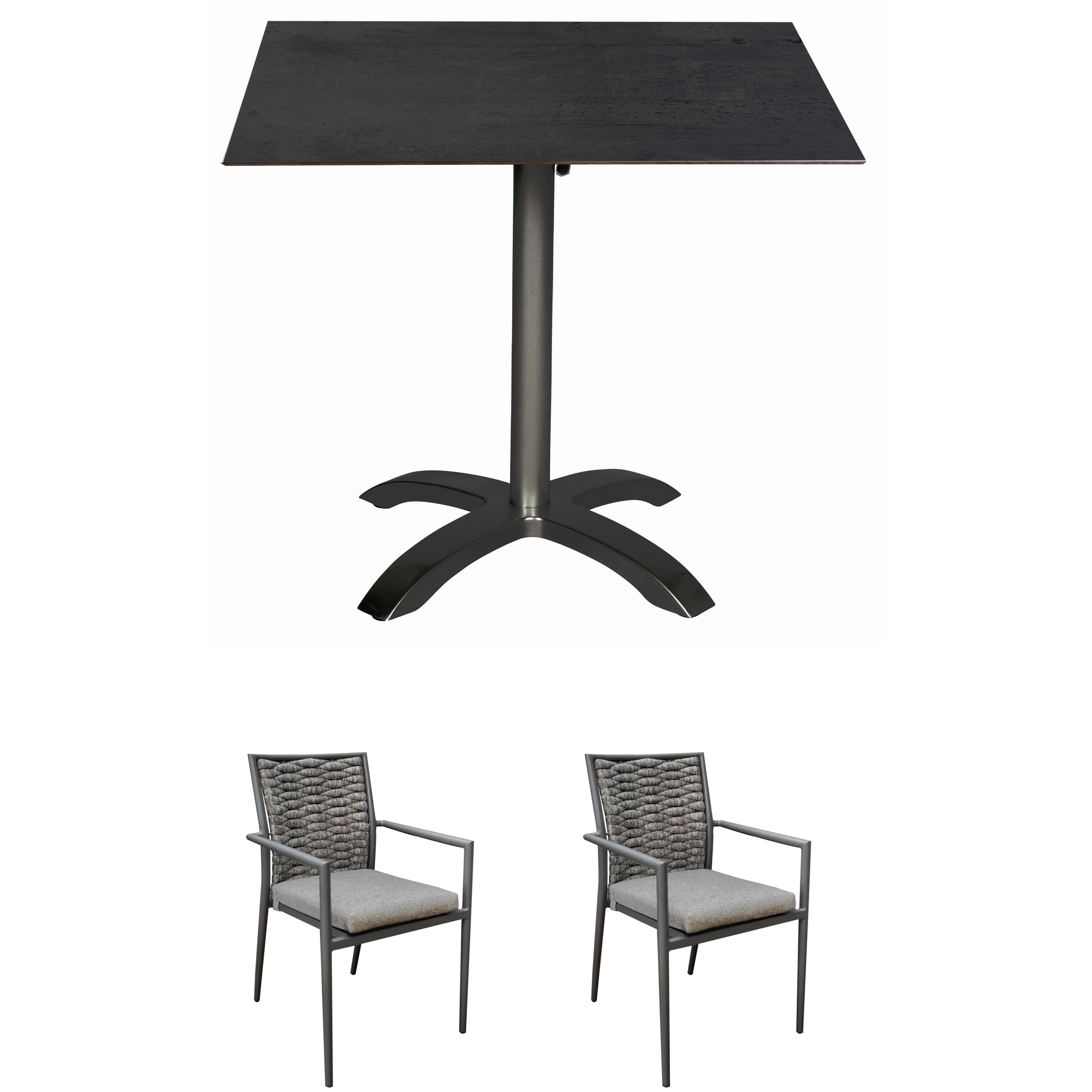 Stapelsessel mit Tisch 'New Jersey' anthrazit 3-teilig