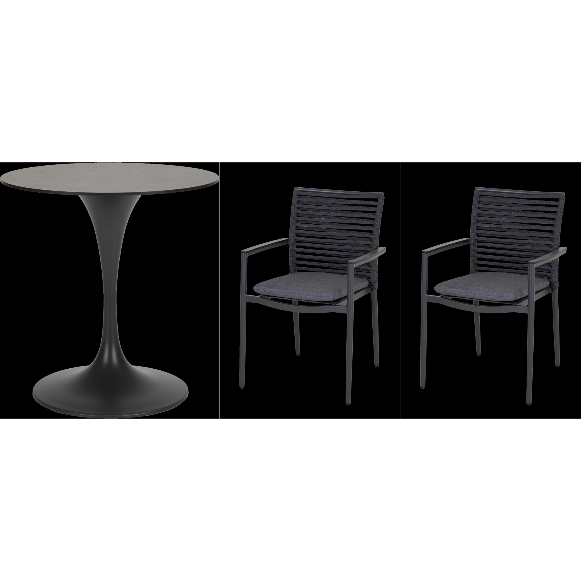 Stapelsessel mit Tisch 'New Jersey' anthrazit 3-teilig