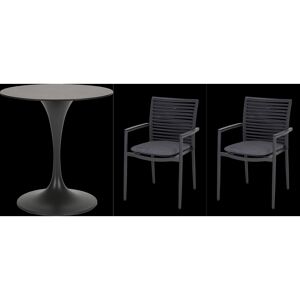 Stapelsessel mit Tisch 'New Jersey' anthrazit 3-teilig