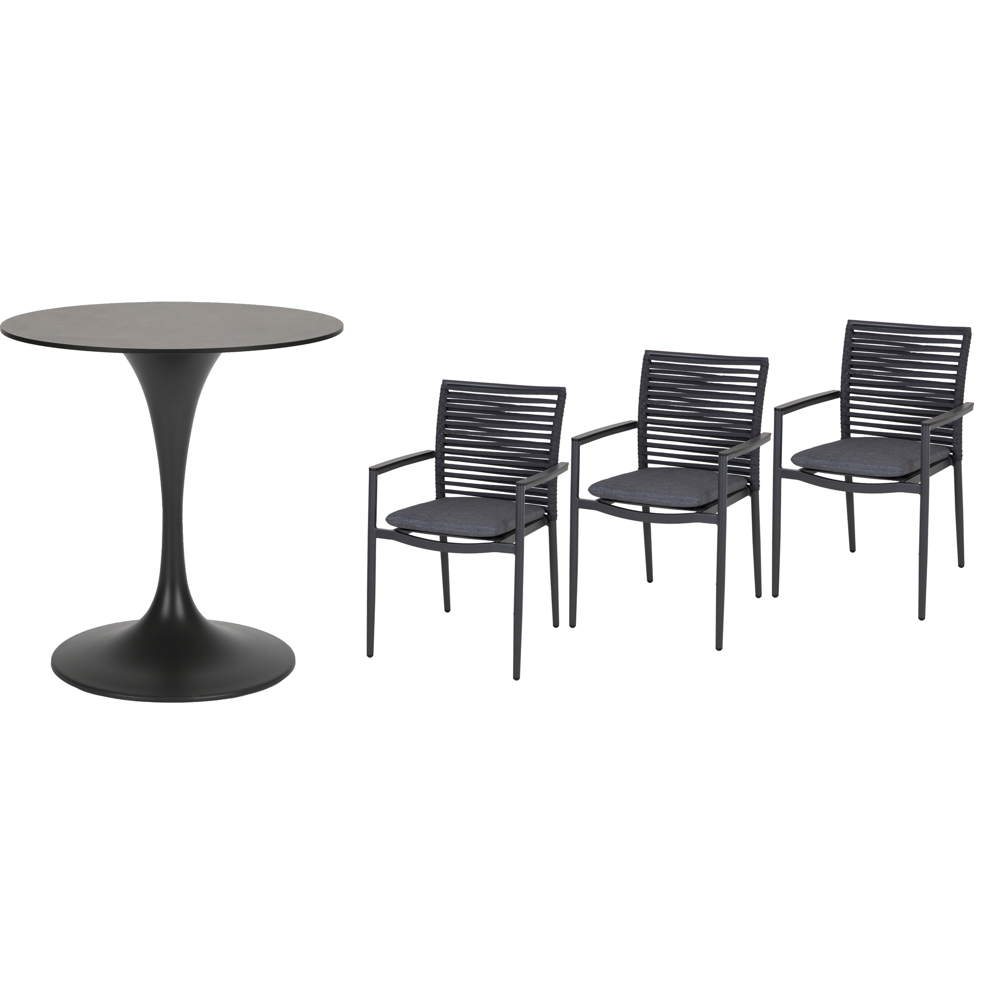 Stapelsessel mit Tisch 'New Jersey' anthrazit 4-teilig