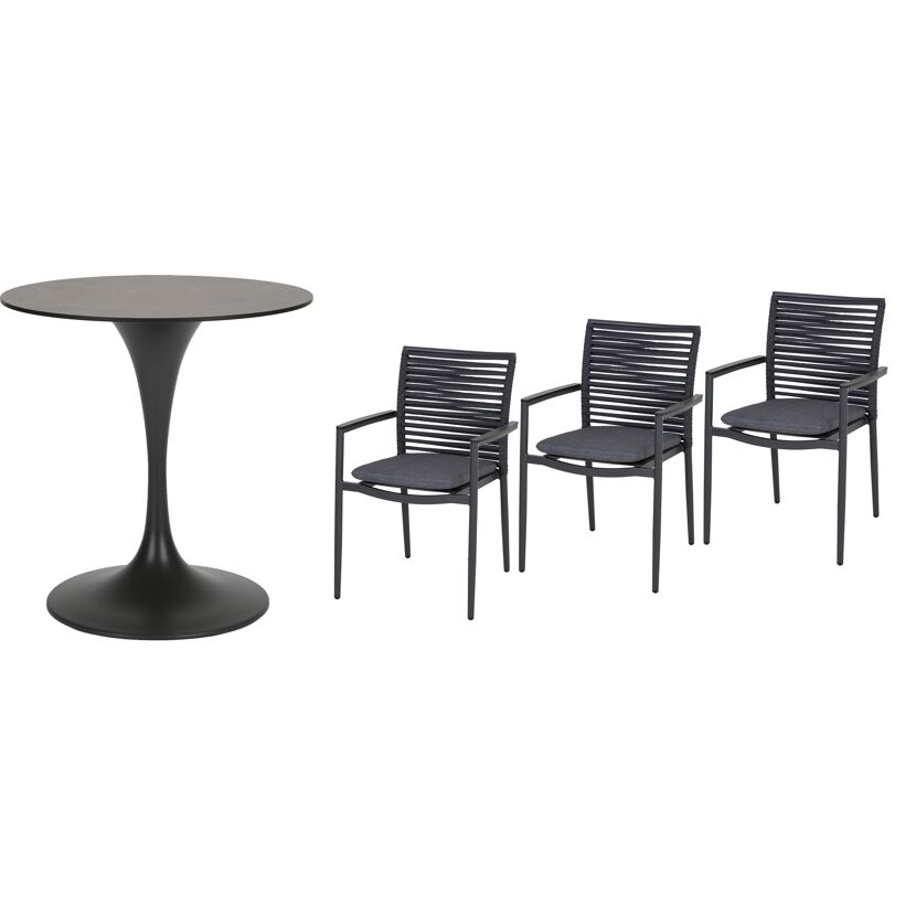Gartenmöbelset 'New Jersey' für 3 Personen Aluminium/Holz