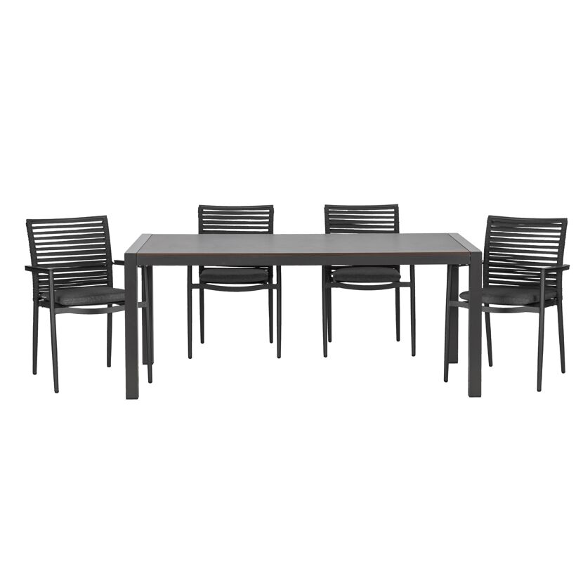 Gartenmöbelset 'New Jersey' für 4 Personen Aluminium/Holz