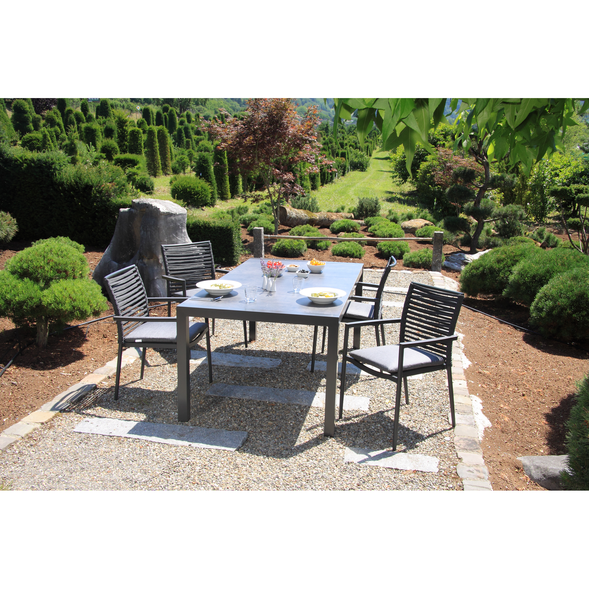 Stapelsessel mit Tisch 'New Jersey' anthrazit 5-teilig