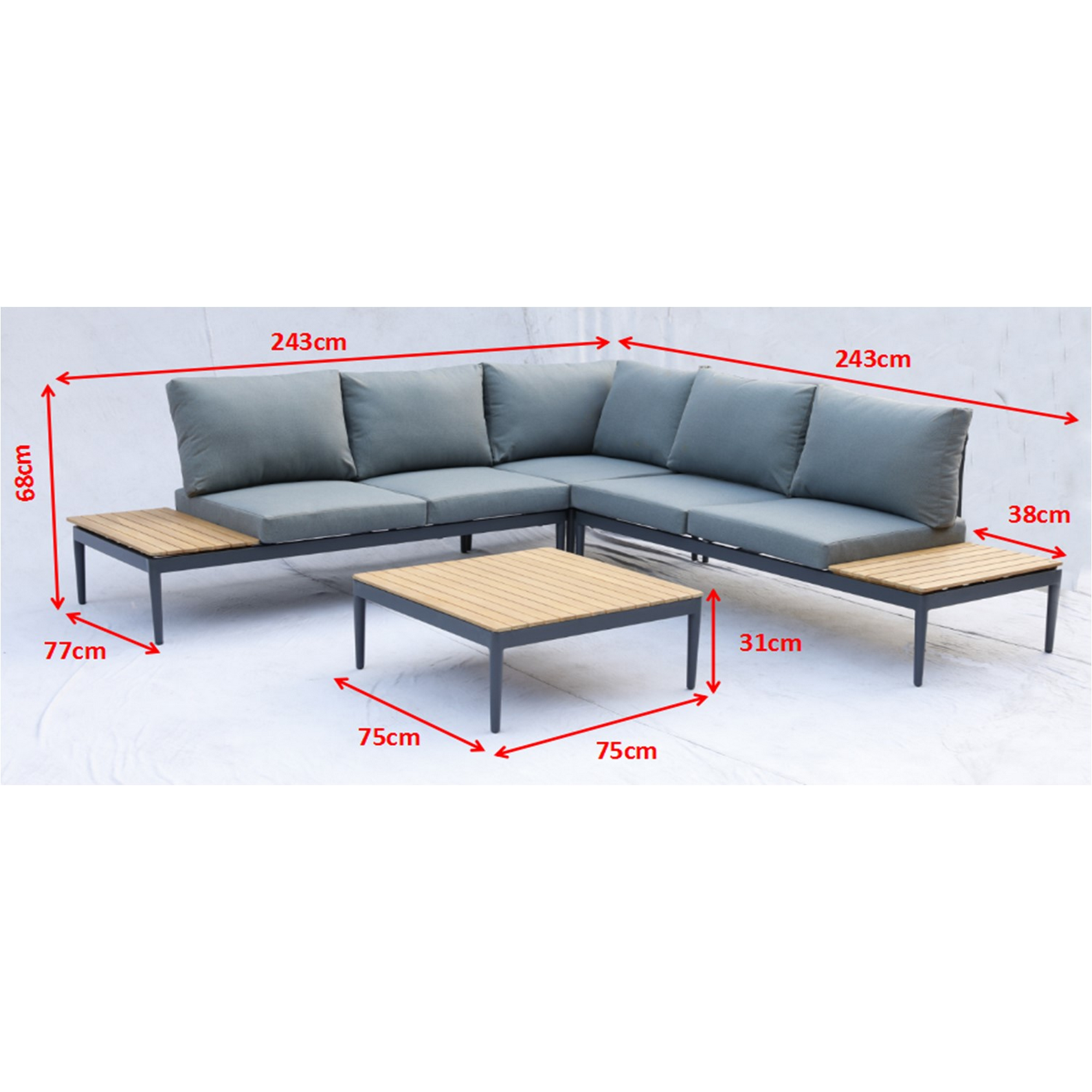 Lounge-Set 'Paros' anthrazit 4-teilig