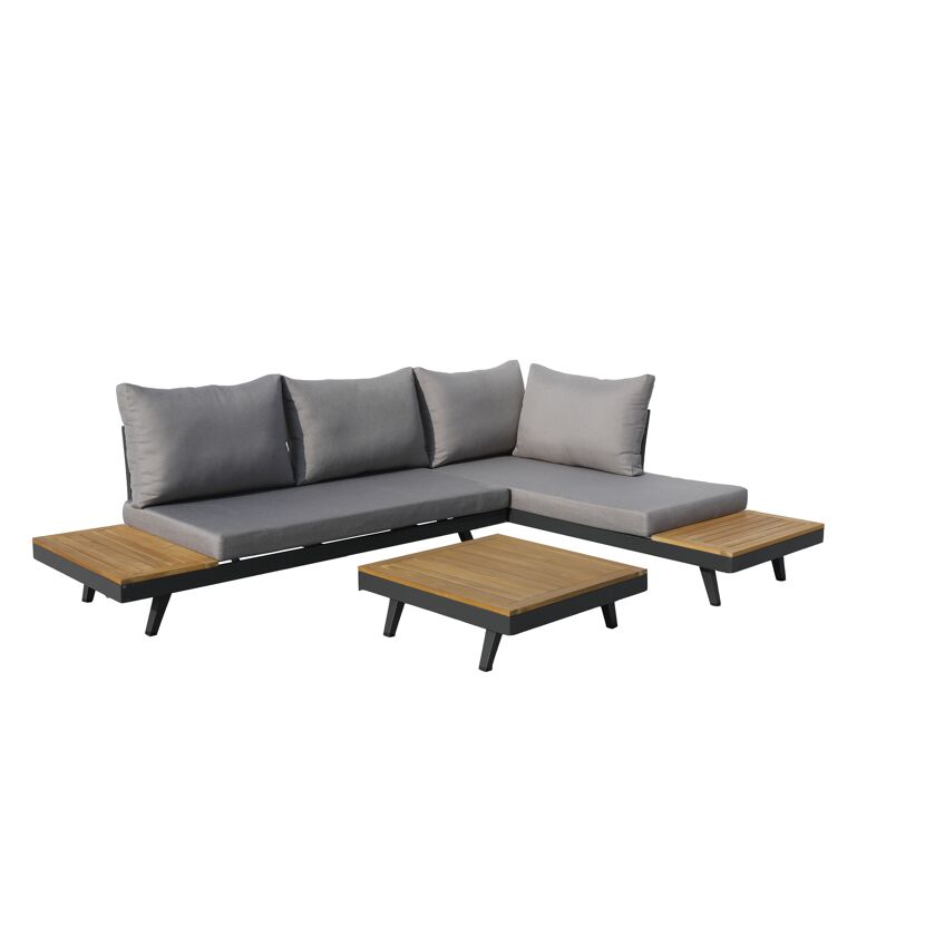 Loungemöbelset 'Naxos' Aluminium grau 3-teilig