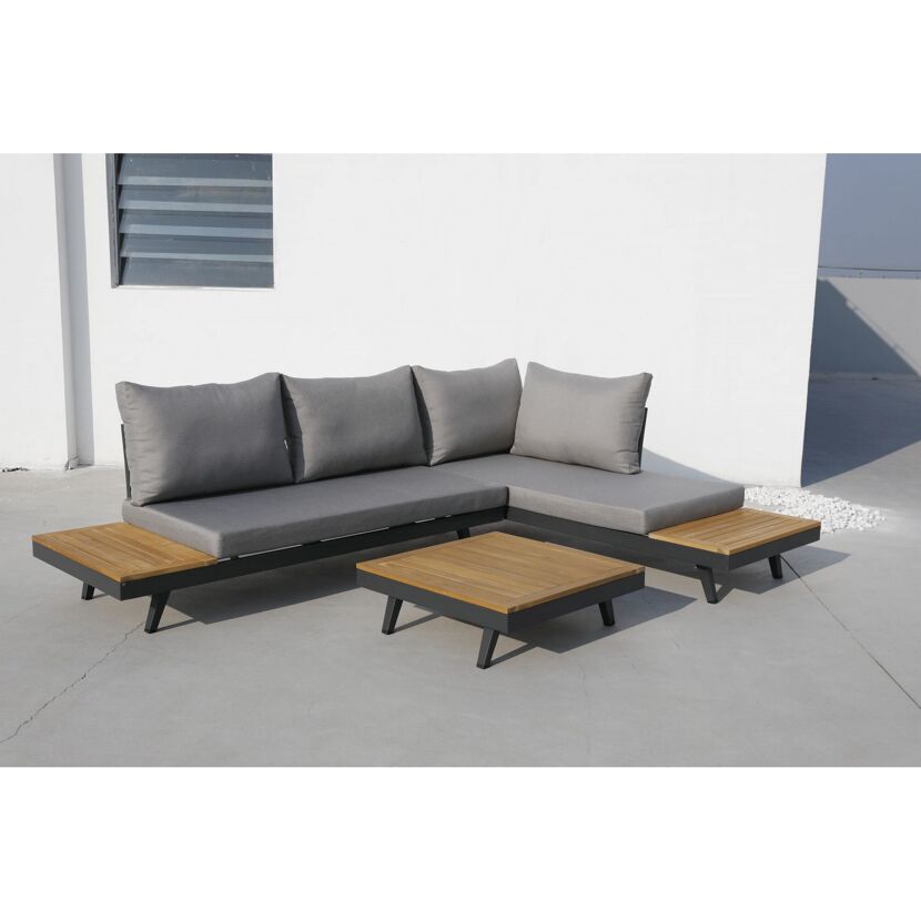 Loungemöbelset 'Naxos' Aluminium grau 3-teilig