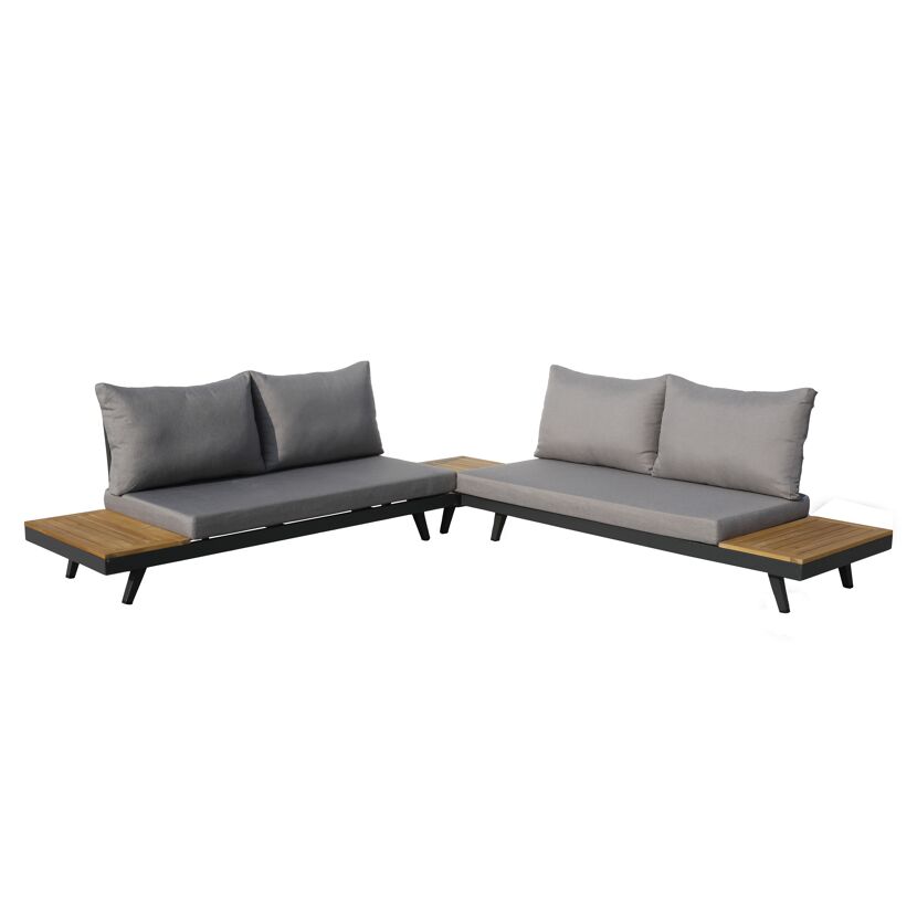 Loungemöbelset 'Naxos' Aluminium grau 3-teilig