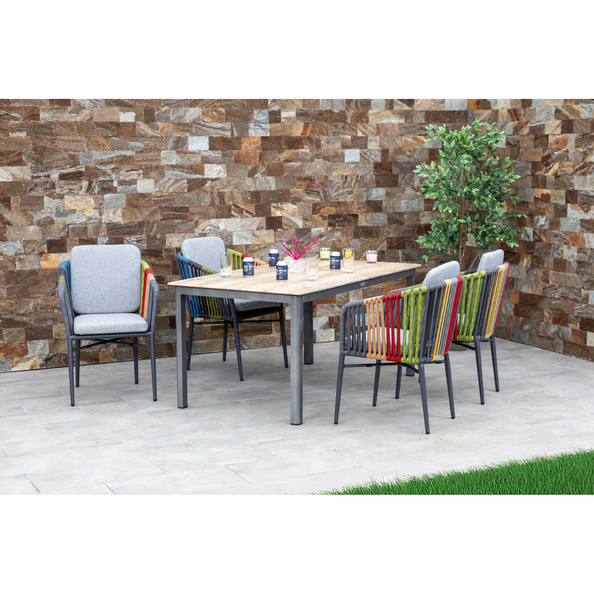 Gartenmöbel-Set 'Manhattan' anthrazit/Kirschrot 5-teilig