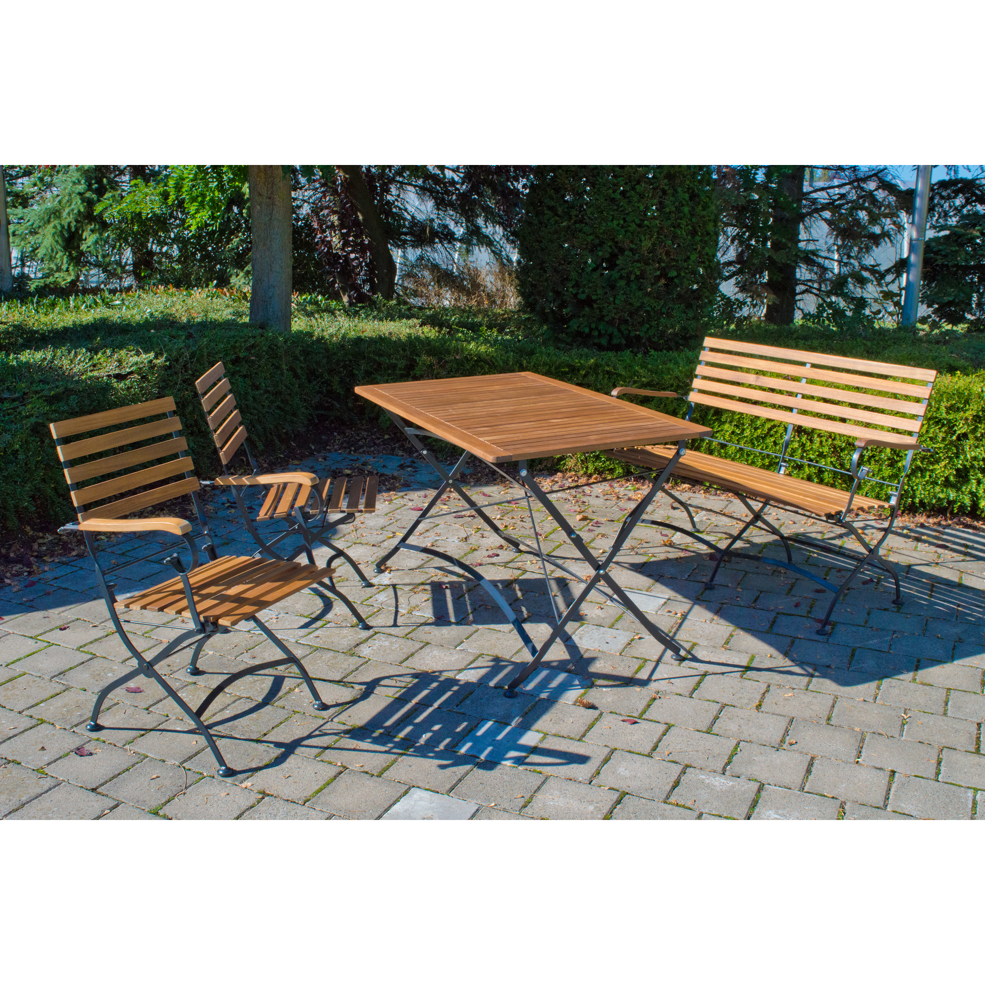 Gartenmöbel-Set 'Lindau' schwarz/teakfarben 4-teilig