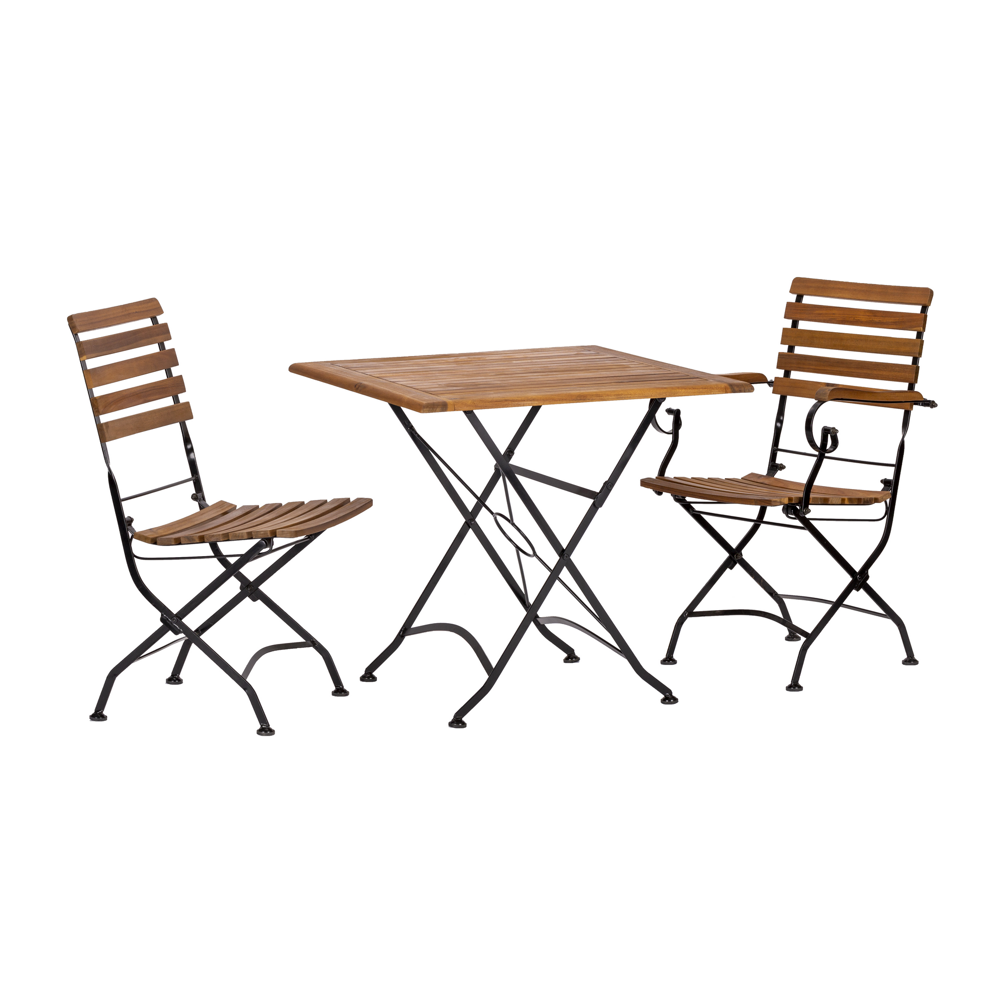 Gartenmöbel-Set 'Lindau' schwarz/teakfarben 3-teilig