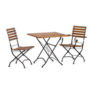 Gartenmöbel-Set 'Lindau' schwarz/teakfarben 3-teilig
