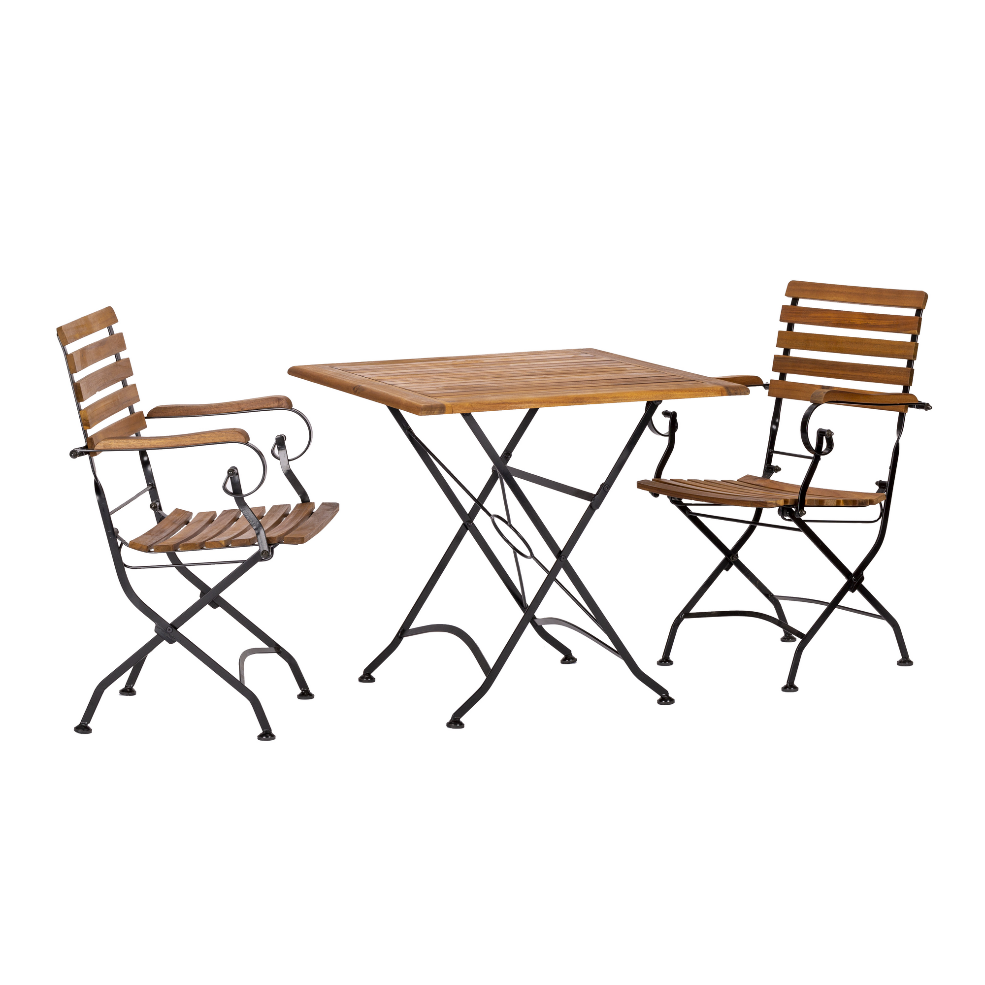 Gartenmöbel-Set 'Lindau' schwarz/teakfarben 3-teilig