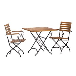 Gartenmöbel-Set 'Lindau' schwarz/teakfarben 3-teilig