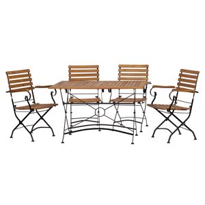 Gartenmöbel-Set 'Lindau' schwarz/teakfarben 5-teilig