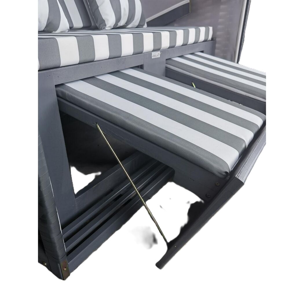 Strandkorb 'Sylt' 2-Sitzer Kiefernholz grau/weiß 81 x 160 x 110 cm
