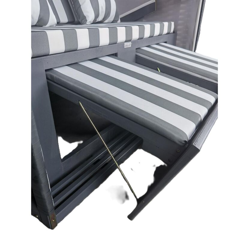 Strandkorb 'Sylt' 2-Sitzer Kiefernholz grau/weiß 81 x 160 x 110 cm