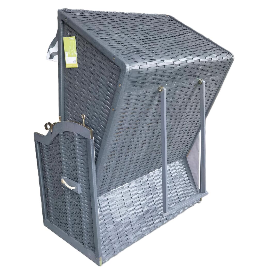 Strandkorb 'Sylt' 2-Sitzer Kiefernholz grau/weiß 81 x 160 x 110 cm