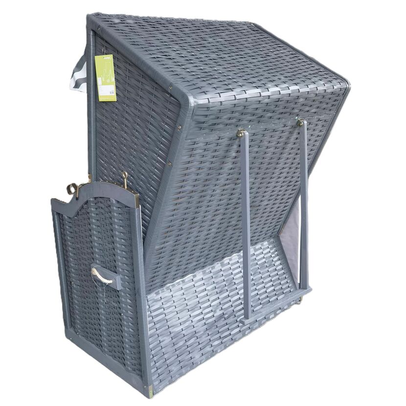 Strandkorb 'Sylt' 2-Sitzer Kiefernholz grau/weiß 81 x 160 x 110 cm