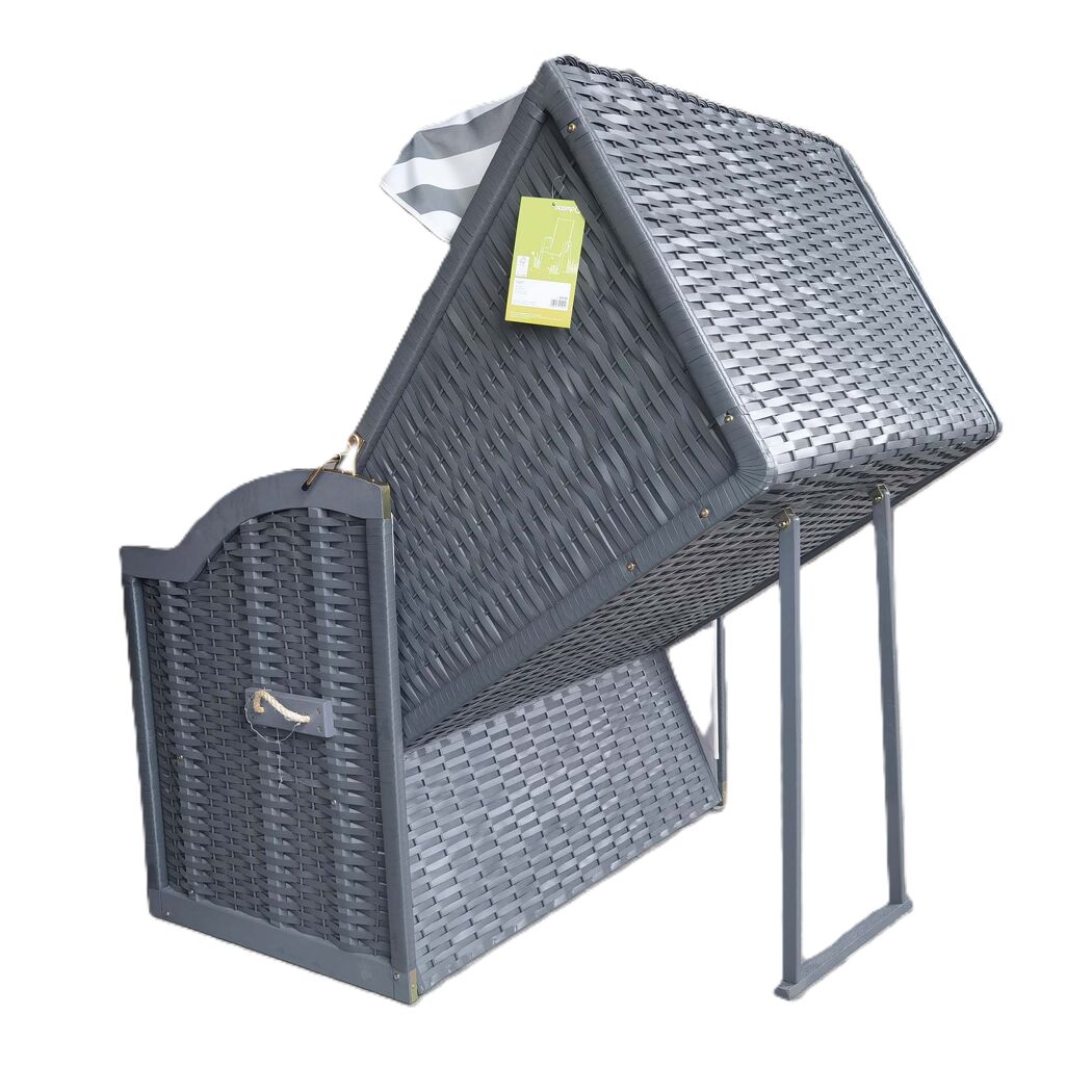 Strandkorb 'Sylt' 2-Sitzer Kiefernholz grau/weiß 81 x 160 x 110 cm
