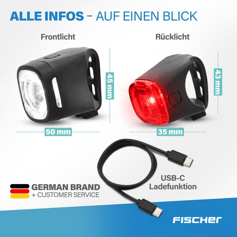 LED-Beleuchtungsset 'Square' Akku 40/20 Lux mit Halterung