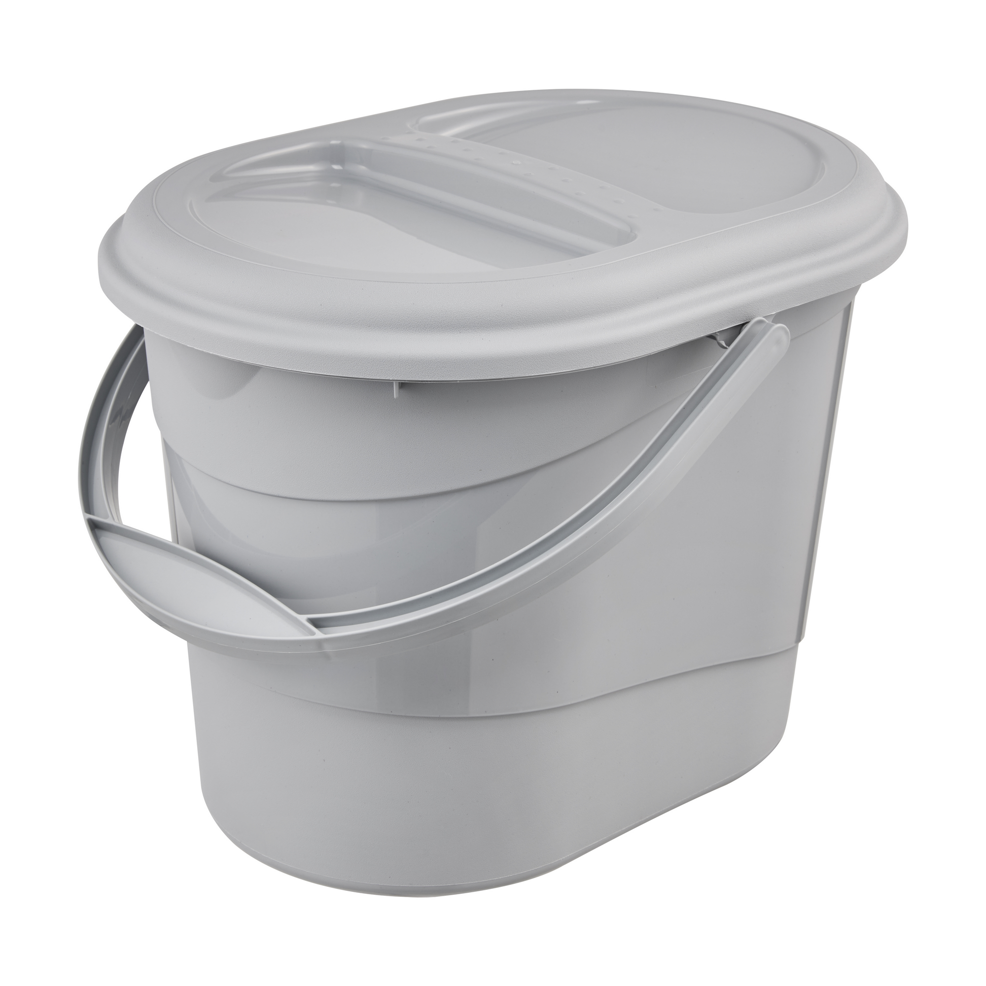 Bio-Kompostbehälter 'Elsa' mit Deckel oval eco stone grey 37 x 27,5 cm 13 l