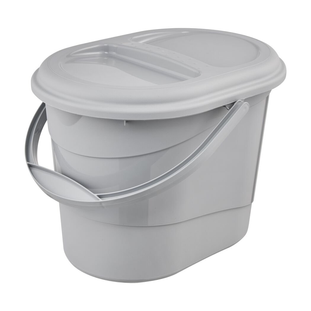 Bio-Kompostbehälter 'Elsa' mit Deckel oval stone grey 37 x 27,5 cm 13 l