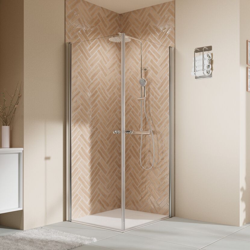Duschkabine 'Elana 2.0' mit Eckeinstieg aluminiumfarben 90 x 90 x 200 cm