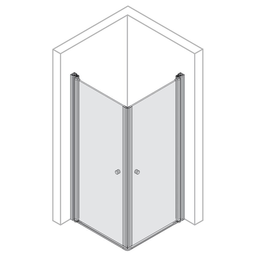 Duschkabine 'Elana 2.0' mit Eckeinstieg aluminiumfarben 90 x 90 x 200 cm