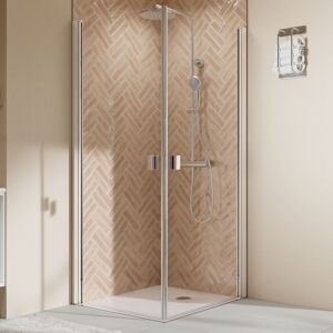 Duschkabine 'Elana 2.0' mit Eckeinstieg aluminiumfarben 80 x 80 x 200 cm