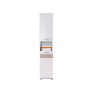 Hochschrank 'Mezzo' weiß Hochglanz/Eiche Sägerau 37 x 182 x 31 cm