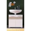 Waschbeckenunterschrank 'Mezzo' weiß Hochglanz/Eiche Sägerau 60 x 56 x 34 cm