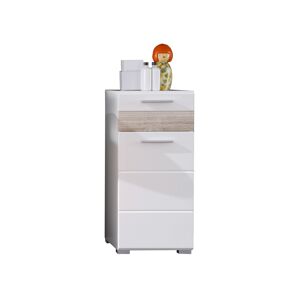 Standschrank 'Mezzo' weiß Hochglanz/Eiche Sägerau 37 x 79 x 31 cm
