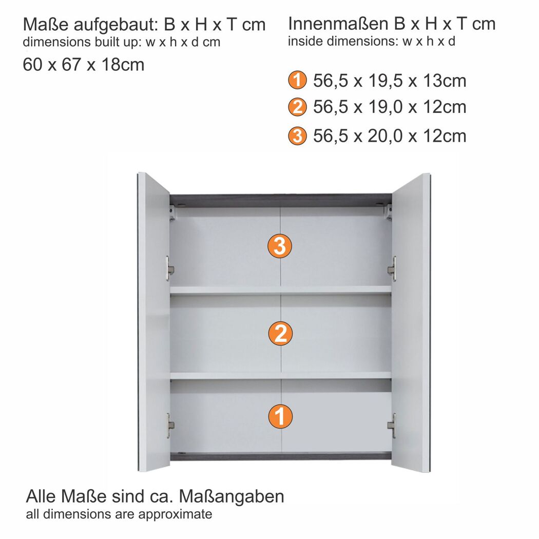 Spiegelschrank 'Skin' weiß Hochglanz 60 x 67 x 18 cm