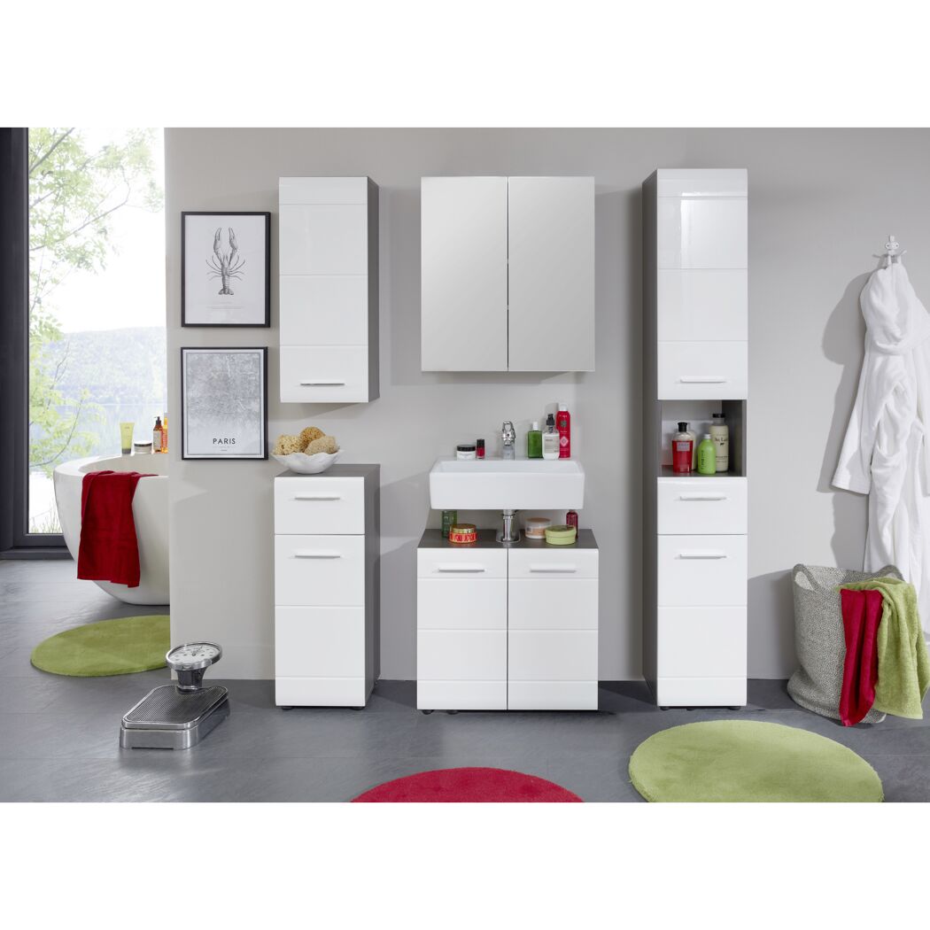 Standschrank 'Skin' weiß Hochglanz 30 x 80 x 31 cm