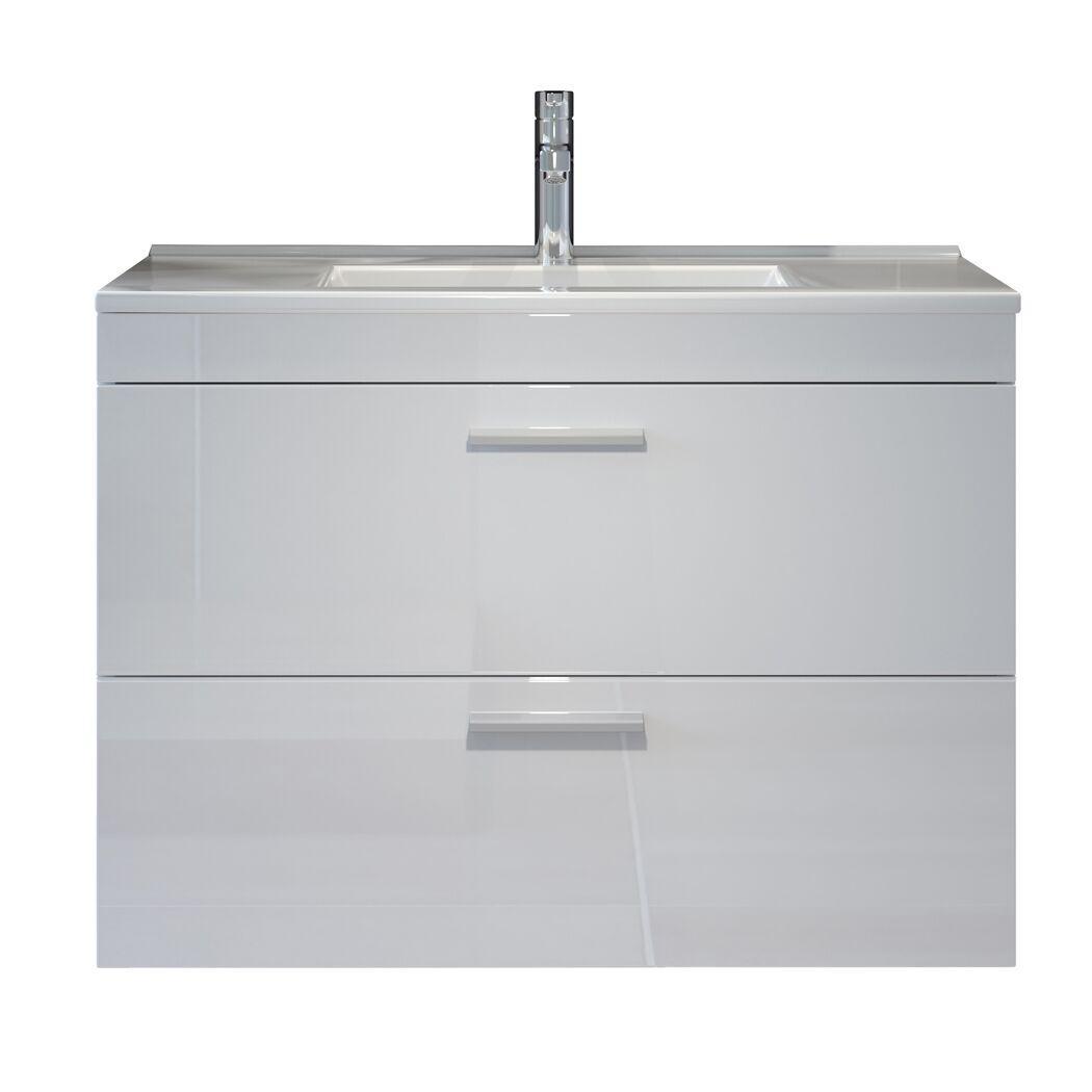 Waschbecken mit Unterschrank 'Devon' weiß Hochglanz 81 x 59 x 47 cm