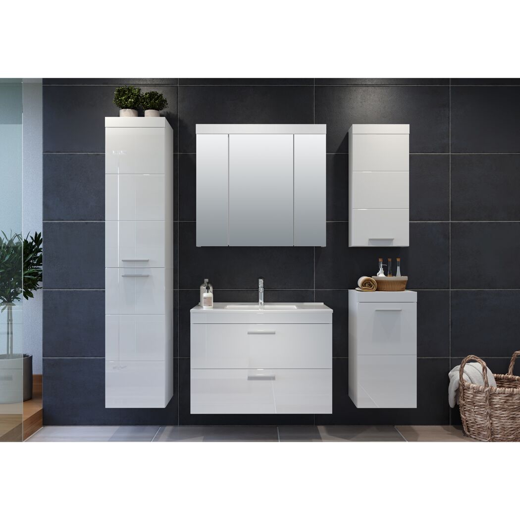 Waschbecken mit Unterschrank 'Devon' weiß Hochglanz 81 x 59 x 47 cm