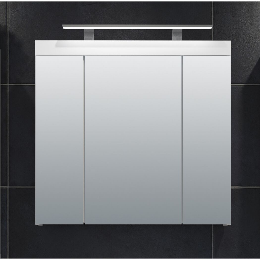 Spiegelschrank 'Devon' weiß Hochglanz 80 x 75 x 16 cm