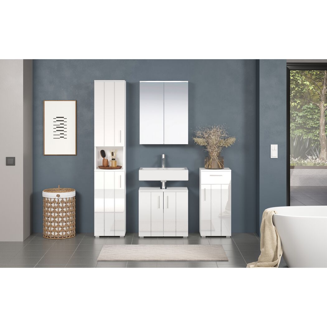 Hochschrank 'Wons' weiß Hochglanz 37 x 192 x 31 cm