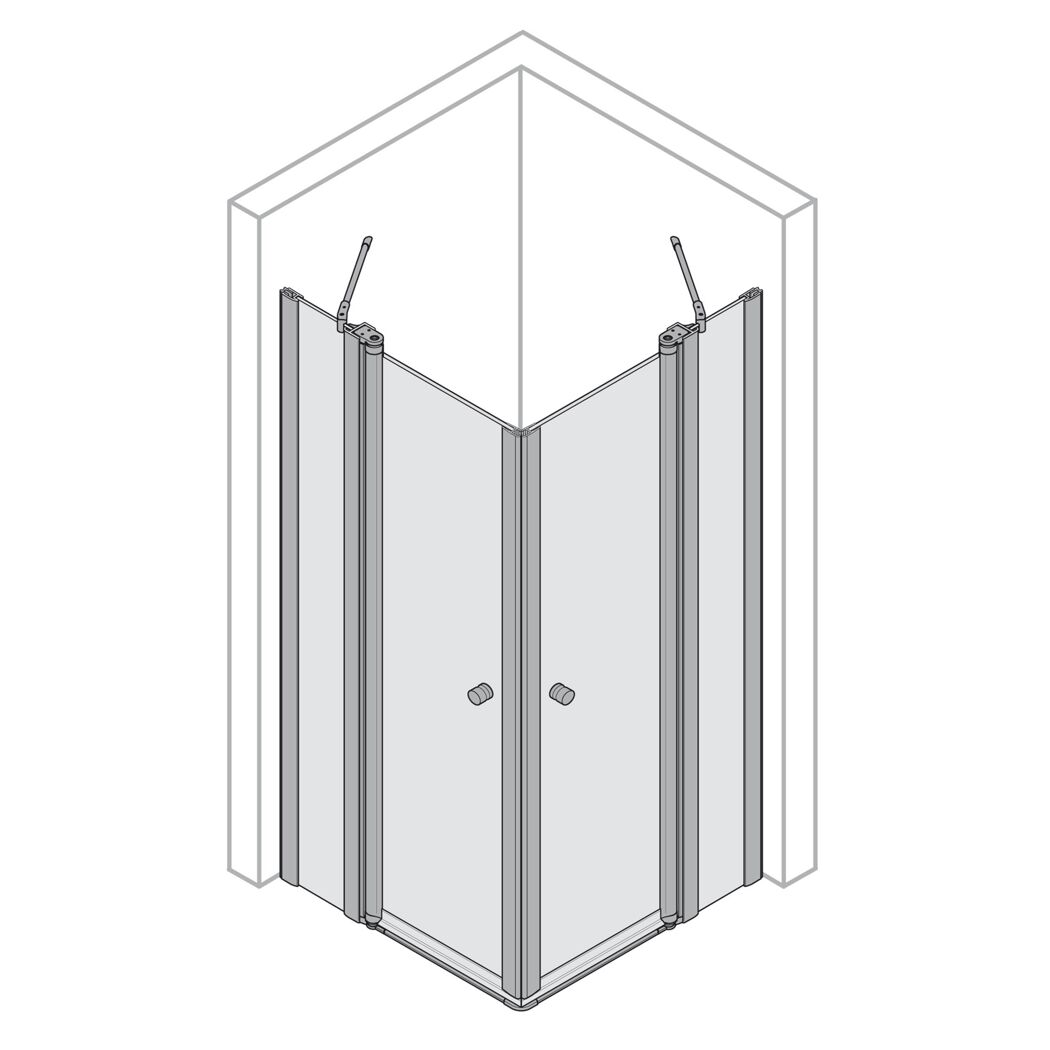 Duschkabine 'Elana 2.0' mit Eckeinstieg aluminiumfarben 80 x 80 x 200 cm