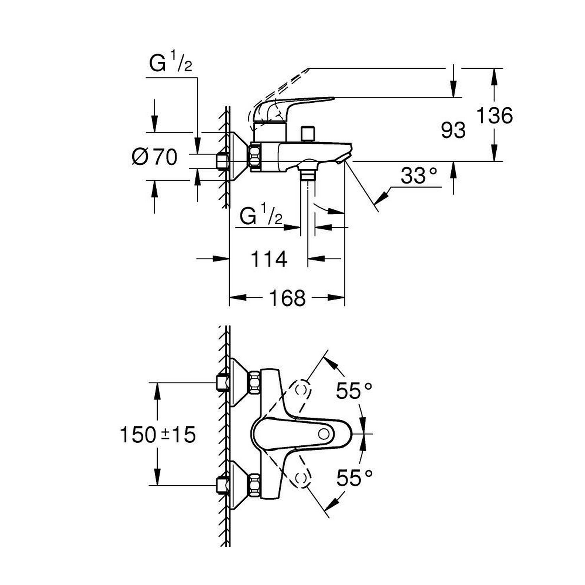 Einhand-Wannenbatterie 'Swift' verchromt