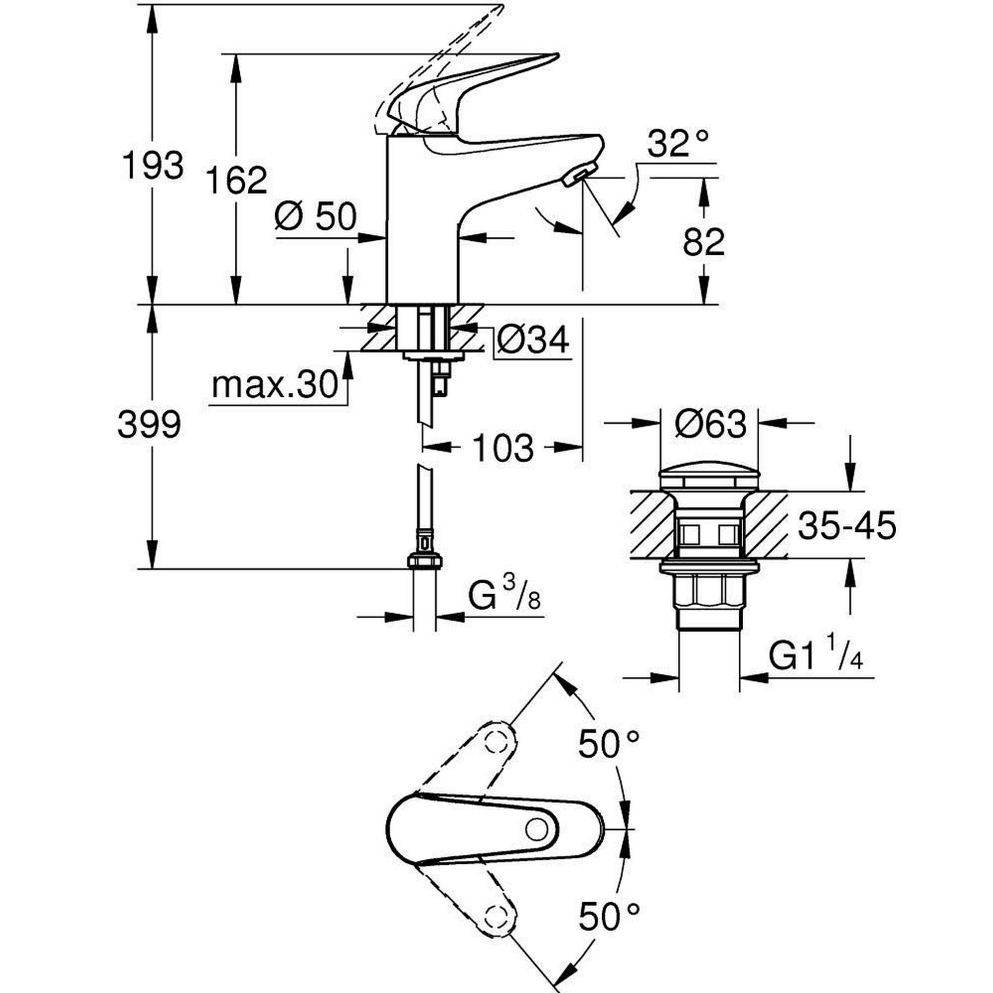 Einhand-Waschtischbatterie 'Swift' verchromt