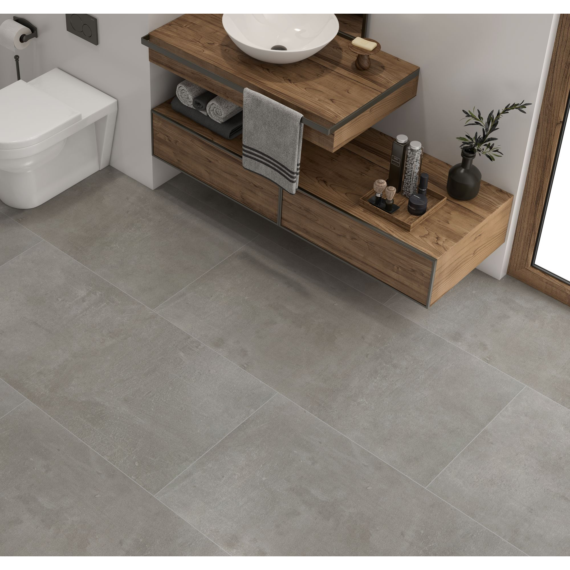 Bodenfliese 'Loftline' Feinsteinzeug grau 59,8 x 119,8 x 0,8 cm