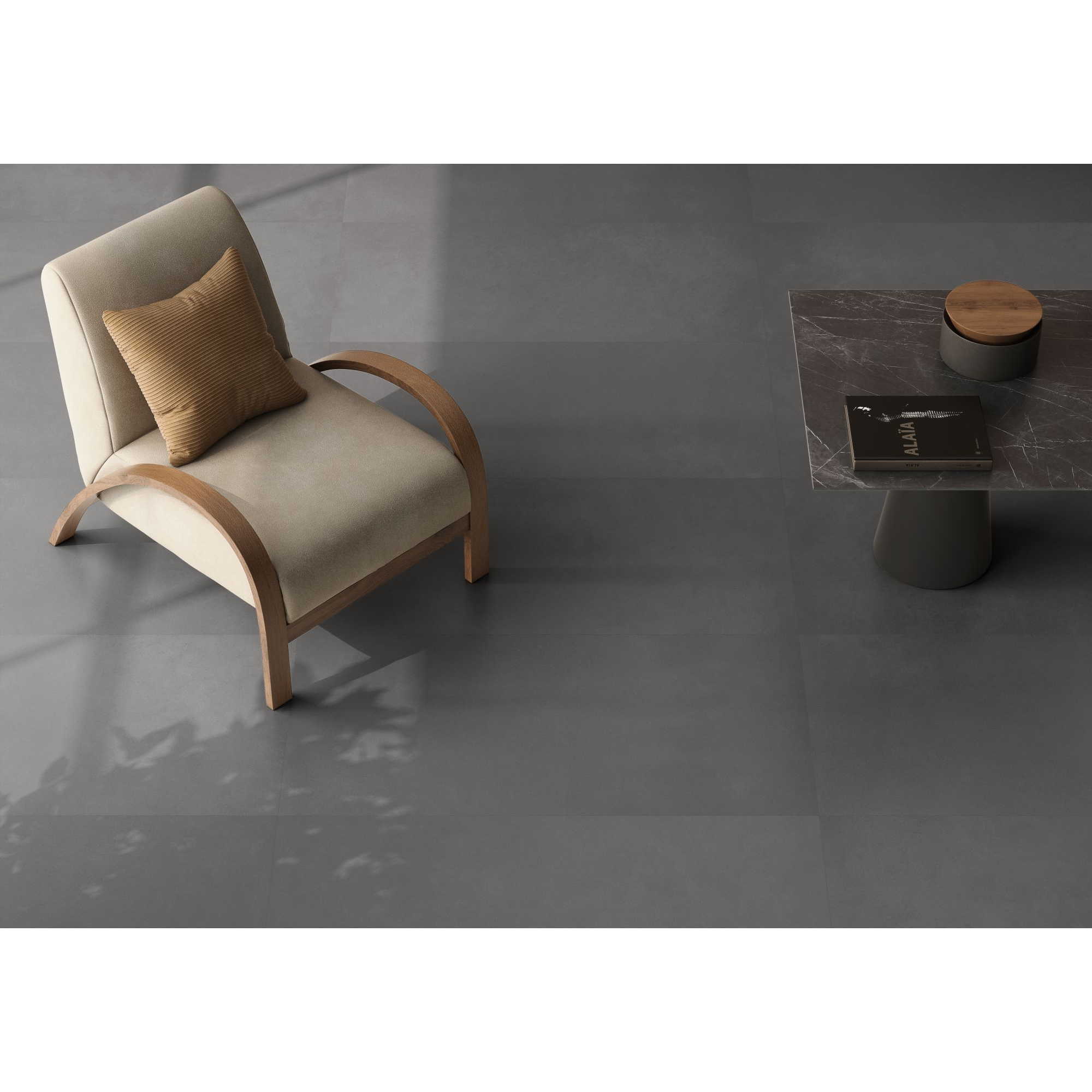Bodenfliese 'Flow' Feinsteinzeug anthrazit 60 x 120 x 0,9 cm