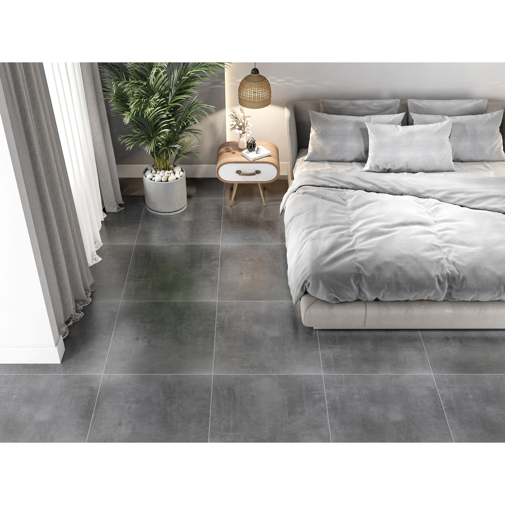 Bodenfliese 'Loftline' Feinsteinzeug anthrazit 59,8 x 59,8 x 0,8 cm