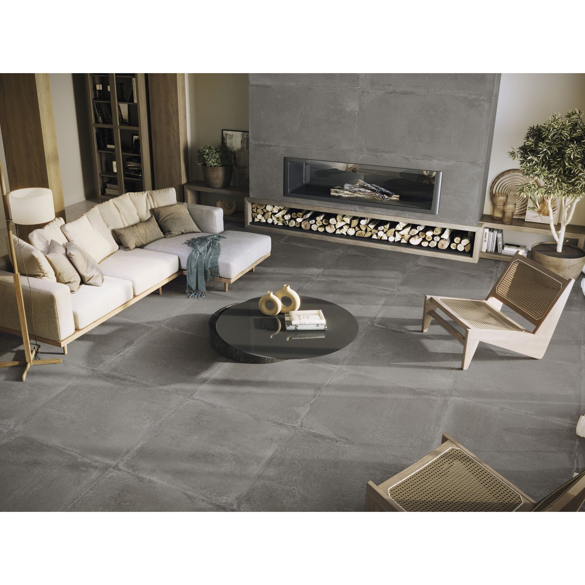 Bodenfliese 'Coolcrete' Feinsteinzeug grau/braun 90 x 90 x 0,9 cm