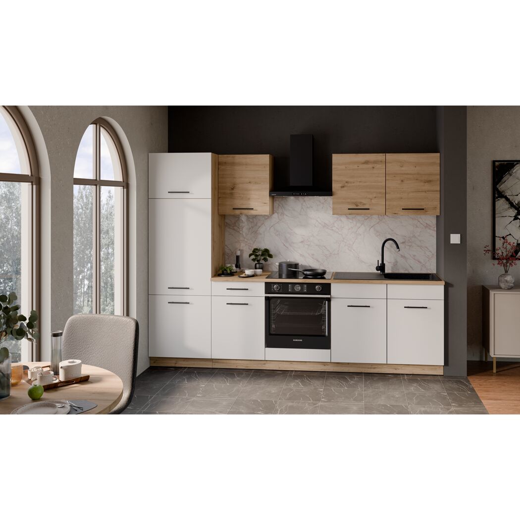 Stolarz-Lempert Küchenzeile 'Tom II NEW' weiß/eichefarben 270 cm