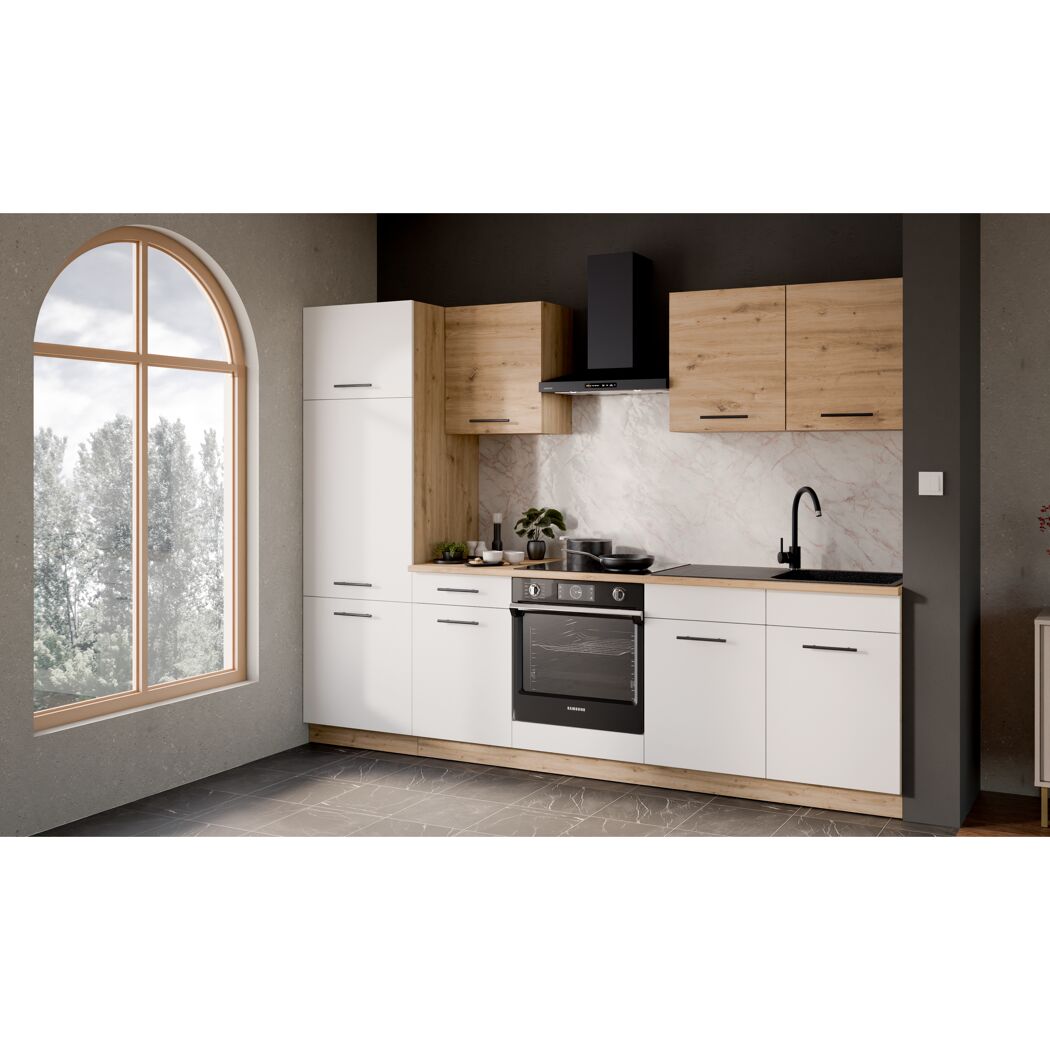 Stolarz-Lempert Küchenzeile 'Tom II NEW' weiß/eichefarben 270 cm