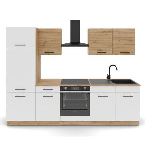 Küchenzeile 'Tom II NEW' weiß/eichefarben 270 cm